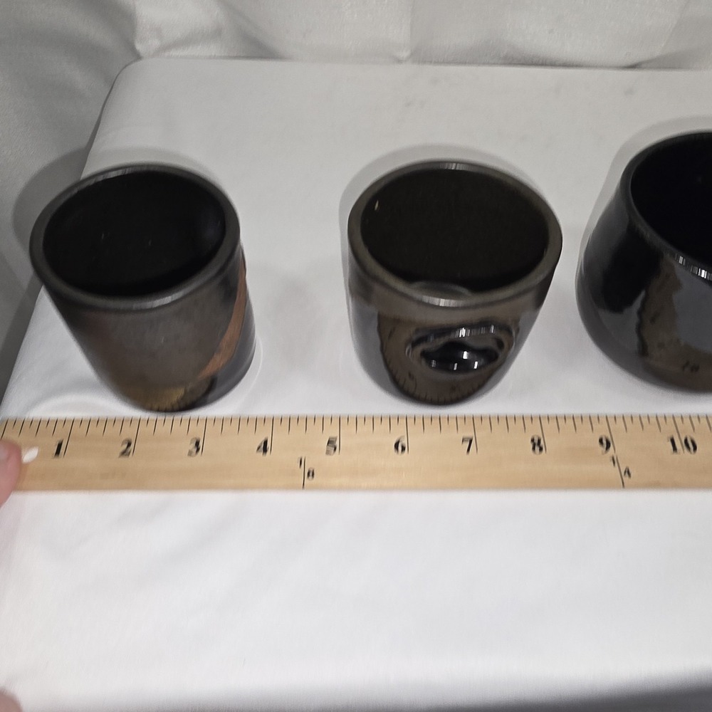 Set Of 4 Modernist Yunomi Japanese Ceramic Stoneware Sake Tea Expresso Cups - Picture 8 of 8